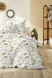 Parure de lit en coton Schmetterlinge Vert / Rose vif - 135 x 200 cm