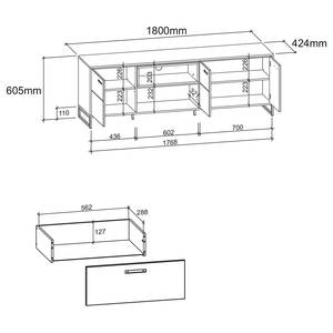 Wandmeubelset Begod 3-delig Havel-eikenhouten look/grafietkleurig