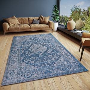 Kurzflorteppich Mahat Polyester / Baumwolle - Dunkelblau - 80 x 165 cm