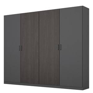 Drehtürenschrank Miro Eiche Schwarz Dekor / Grau - Breite: 226 cm