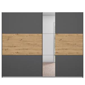 Schwebetürenschrank Miro mit Spiegel Grau / Eiche Artisan Dekor - Breite: 261 cm