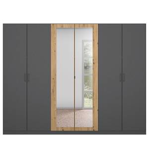 Drehtürenschrank Miro mit Spiegel Eiche Artisan Dekor / Graumetallic - Breite: 271 cm