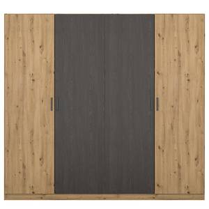 Drehtürenschrank Miro Eiche Artisan Dekor / Eiche Schwarz Dekor - Breite: 226 cm