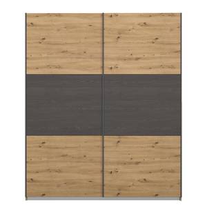 Schwebetürenschrank Miro Eiche Artisan Dekor / Eiche Schwarz Dekor - Breite: 175 cm