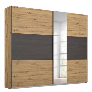 Schwebetürenschrank Miro mit Spiegel Eiche Artisan Dekor / Eiche Schwarz Dekor - Breite: 218 cm