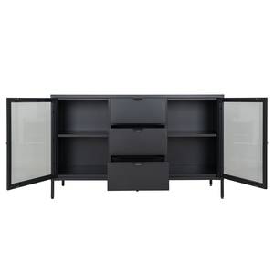 Sideboard Dalby Stahl / Klarglas - Schwarz