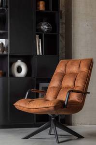 Fauteuil Jouke avec accoudoirs Acier / Imitation cuir - Cognac