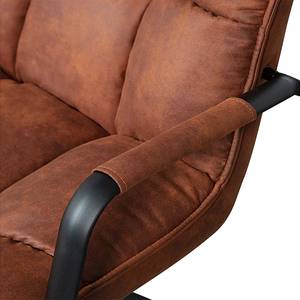 Fauteuil Jouke avec accoudoirs Acier / Imitation cuir - Cognac