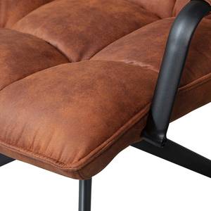 Fauteuil Jouke avec accoudoirs Acier / Imitation cuir - Cognac