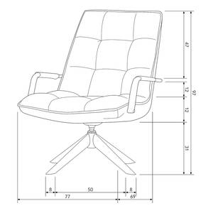 Fauteuil Jouke avec accoudoirs Acier / Imitation cuir - Cognac