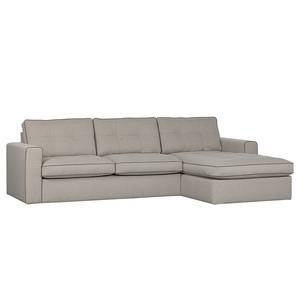 Ecksofa Lisa Strukturstoff - Taupe - Longchair davorstehend rechts