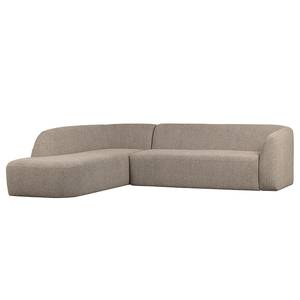 Ecksofa Sloping Strukturstoff - Hellbraun - Ottomane davorstehend links