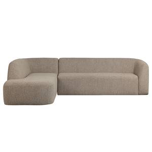 Ecksofa Sloping Strukturstoff - Hellbraun - Ottomane davorstehend links