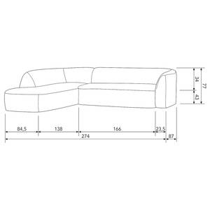 Ecksofa Sloping Strukturstoff - Hellbraun - Ottomane davorstehend links