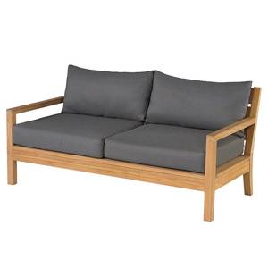 2-Sitzer Sofa St. Peter Teakholz Massiv / Flachgewebe - Grau / Braun