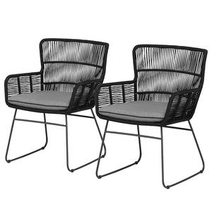 Fauteuils de jardin Grace - Lot de 2 A Acier / Textile - Anthracite