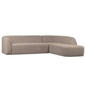 Ecksofa Sloping Strukturstoff - Hellbraun - Ottomane davorstehend rechts