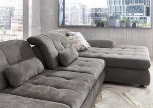 Ecksofa Calstar mit Longchair Webstoff Porcia: Grau - Longchair davorstehend rechts - Ohne Schlaffunktion