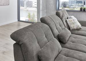 Ecksofa Calstar mit Longchair Webstoff Porcia: Grau - Longchair davorstehend rechts - Ohne Schlaffunktion