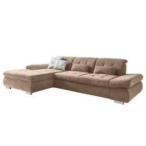 Ecksofa Calstar mit Longchair Webstoff Porcia: Latte Macchiato - Longchair davorstehend links - Ohne Schlaffunktion