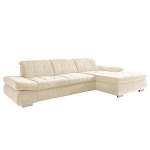 Ecksofa Calstar mit Longchair Webstoff Porcia: Beige - Longchair davorstehend rechts - Ohne Schlaffunktion