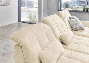 Ecksofa Calstar mit Longchair Webstoff Porcia: Beige - Longchair davorstehend rechts - Ohne Schlaffunktion