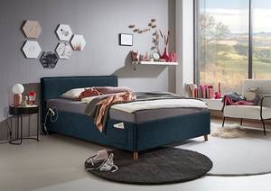 Gestoffeerd bed Fun Geweven stof Cieli: Donkerblauw - 90 x 200cm - Met lattenbodem