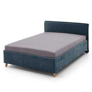 Gestoffeerd bed Fun Geweven stof Cieli: Donkerblauw - 90 x 200cm - Met lattenbodem