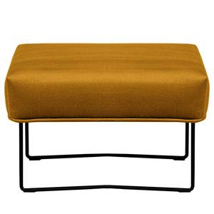 Fauteuil Caleta geweven stof - Velours Onoli: Goud - Met hocker