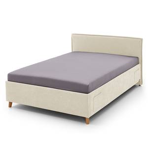 Gestoffeerd bed Fun Geweven stof Cieli: Crèmekleurig - 120 x 200cm - Met lattenbodem