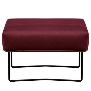 Fauteuil Caleta geweven stof - Velours Onoli: Donkerrood - Met hocker