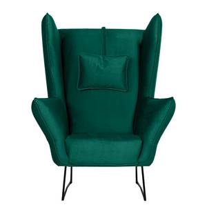 Fauteuil Caleta Tissu - Velours Onoli: Vert vieilli - Avec repose-pieds