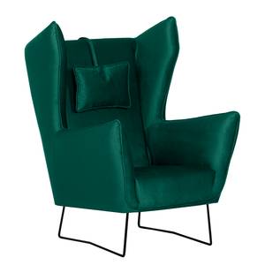 Fauteuil Caleta Tissu - Velours Onoli: Vert vieilli - Avec repose-pieds