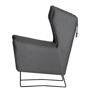 Fauteuil Caleta Tissu - Velours Onoli: Anthracite - Avec repose-pieds