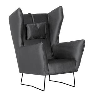 Fauteuil Caleta Tissu - Velours Onoli: Anthracite - Avec repose-pieds