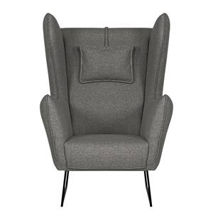 Fauteuil Caleta geweven stof - Geweven stof Sogol: Donkergrijs - Met hocker