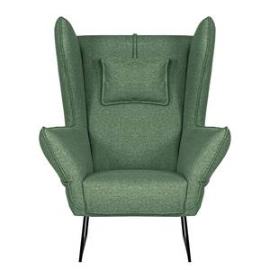 Fauteuil Caleta geweven stof - Geweven stof Sogol: Groen - Met hocker