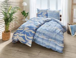 Mako-Satin Bettwäsche Ballade Baumwolle - Creme / Blau - 155 x 220 cm