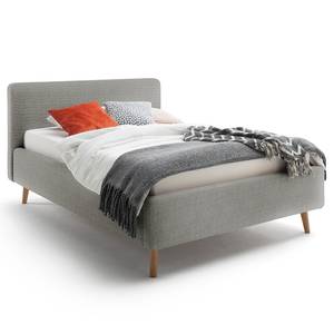 Gestoffeerd bed Mattis Geweven stof Hevi: Grijs - 140 x 200cm - Met hoofdeinde