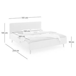 Gestoffeerd bed Mattis Geweven stof Hevi: Grijs - 160 x 200cm - Met hoofdeinde