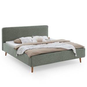 Gestoffeerd bed Mattis Geweven stof Hevi: Blauw - 160 x 200cm - Met hoofdeinde