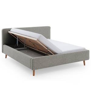 Gestoffeerd bed Mattis Geweven stof Hevi: Grijs - 180 x 200cm - Met hoofdeinde - Met lattenbodem