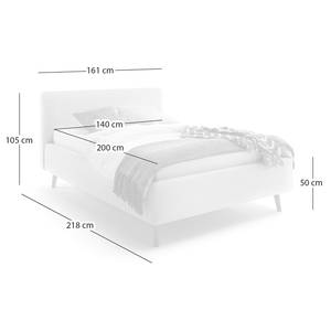 Letto imbottito Mattis Tessuto Hevi: blu - 140 x 200cm - Con testiera - Con rete a doghe