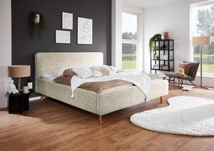 Gestoffeerd bed Mattis Geweven stof Hevi: Beige - 160 x 200cm - Met hoofdeinde - Met lattenbodem