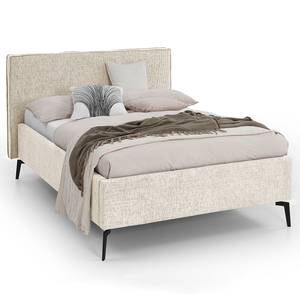 Gestoffeerd bed Riva Platweefsel Balkis: Greige - 140 x 200cm - Met hoofdeinde - Metaal