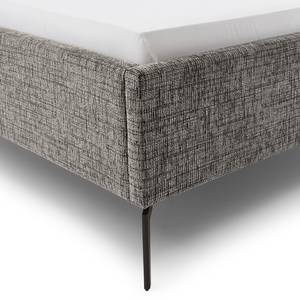 Lit capitonné Riva Tissu Balkis: Gris - 180 x 200cm - Avec tête de lit - Métal