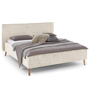 Gestoffeerd bed Riva Platweefsel Balkis: Greige - 180 x 200cm - Met hoofdeinde - Beuk