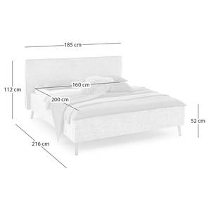 Letto imbottito Riva Tessuto Balkis: greige - 160 x 200cm - Con testiera - Faggio