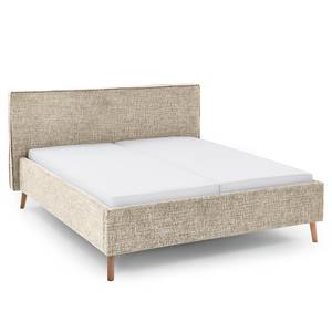 Lit capitonné Riva Tissu Balkis: Toffee - 160 x 200cm - Avec tête de lit - Hêtre