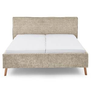 Letto imbottito Riva Tessuto Balkis: toffee - 160 x 200cm - Con testiera - Faggio